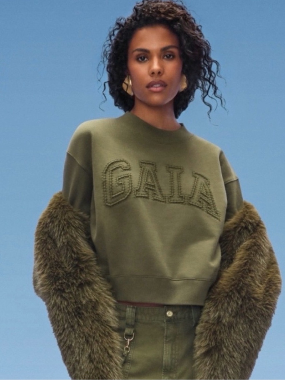 cult gaia Olive Green Crewneck Sweater